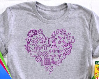 Science Teacher T-Shirt: Heart of Science Design