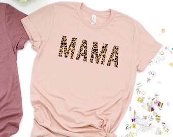 Mama Cheetah Print T-Shirt - Mom Life Shirt
