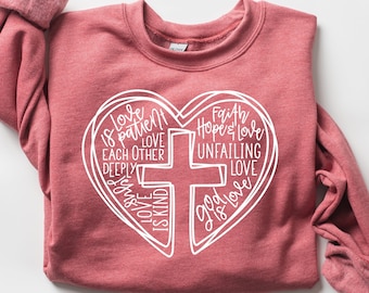 Faith Cross Shirt: Christian Love Heart Tee