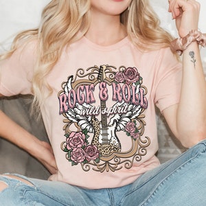 Custom Rock N Roll Tee,vintage Style Rock and Roll Shirt, Guitar Shirt