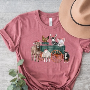 Farm Animal Truck Shirt, Mom T-shirt, Farm Animal Tshirt, Mama T-shirt, Support Farmer Shirt, Funny Farm Animals Shirt, Mother&#39;s Day Shirt