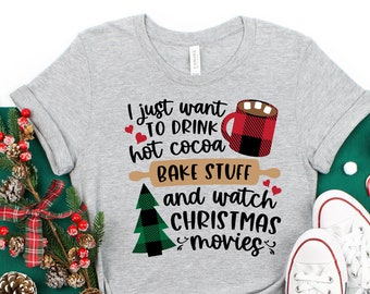 Hot Cocoa Christmas Movie Shirt: Custom Holiday Baking Tee