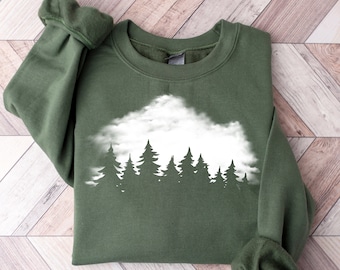 Mountain Pine Tree Sweatshirt: Camp Outdoors Nature Shirt