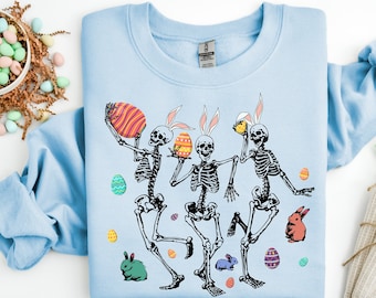 Funny Easter Skeleton Shirt: Dancing Skellies Family Tee