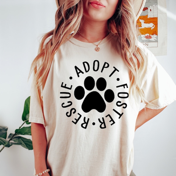 Rescue Adopt Foster shirt, Dog Paw shirt, Dog Adoption tee,Rescue Dog, Dog Lover Gift, Cat Rescue Shirt, Animal Rescue,Don't Buy Adopt