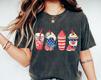 Retro 4th of July Coffee Shirt: Stars & Stripes Tee