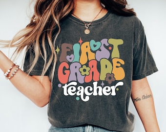 First Grade Teacher Shirt: Retro Back To School Tee