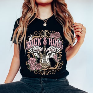 Custom Rock N Roll Tee,vintage Style Rock and Roll Shirt, Guitar Shirt