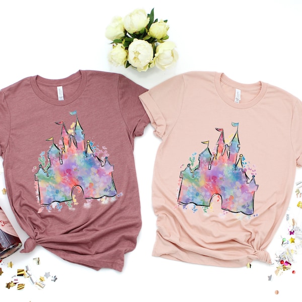 Watercolor castle Custom Shirt, Princess castle shirt, Vacation shirt, Magical Castle Shirt, Wizard castle Shirt, Orlando Shirt,Matching tee