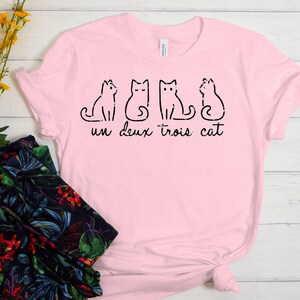 T-shirt Homme Drôle Avec Slogan 'Un Deux Trois Cat' - Col Classique - Coupe Décontractée