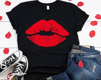 Lips Kiss Valentine's Day Shirt: Women's Graphic Tee