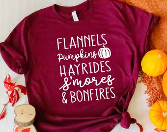 Flannels Pumpkins Hayrides S'mores Bonfires Shirt - Funny Fall Tee