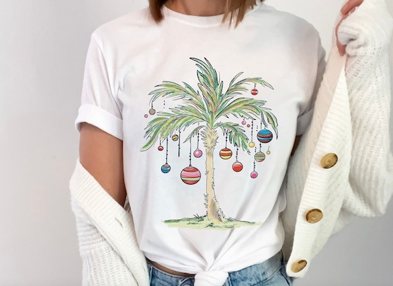 Custom Christmas in July T-Shirt: Tropical Santa Aloha Beach Tee