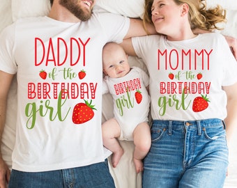Strawberry Birthday Matching Family Shirts: 1st Birthday Party