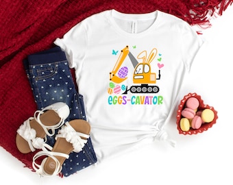 Kids Easter Shirt: Eggs-Cavator Bunny Tee