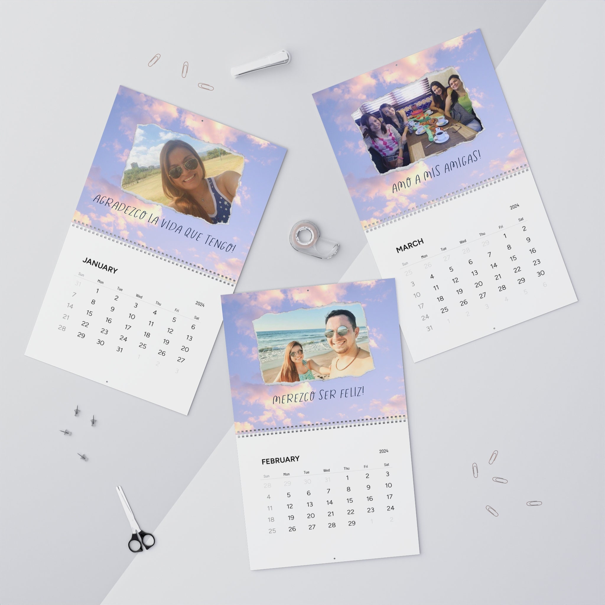 Personalized wall calendar, 2025 calendar, personalized photos sold by