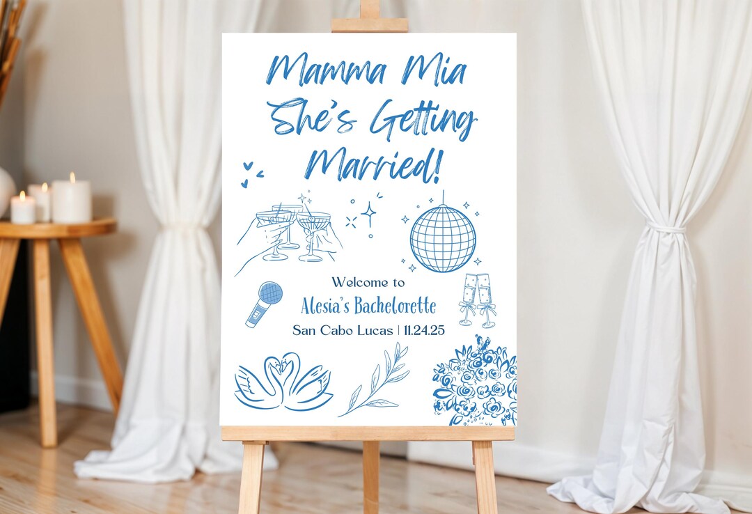 JeVenis Mamma Mia Bachelorette Party Dekoration – „Shes Getting Married“-Set Mit Ballons, Vorhang & Disco-Kugel