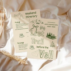 Last Trail Before the Veil Bachelorette Invite Template | Camp Bach Invite | Camp Bachelorette Theme | Camping Bach Party