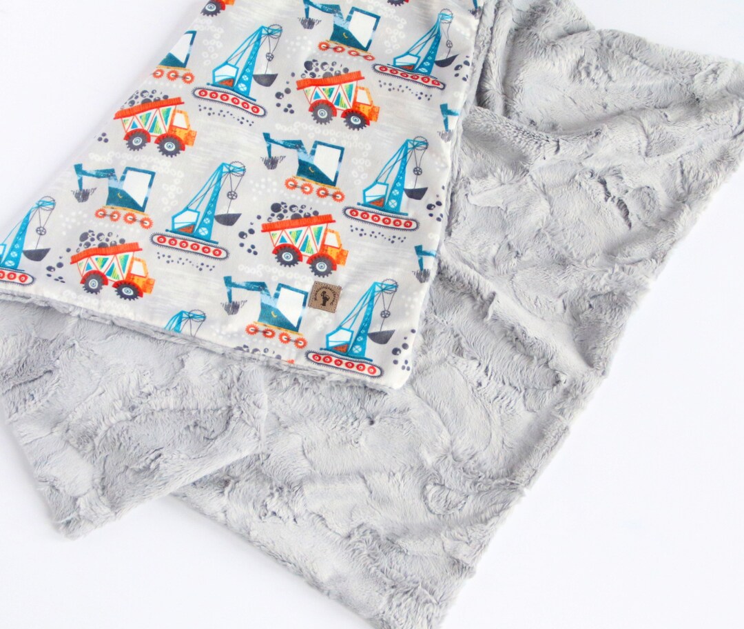 Blue Construction Trucks Baby Blanket Baby Blanket Trucks Etsy