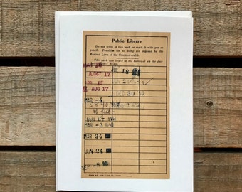 Library Greeting Card | Library Note Card | Library Checkout Card | Vintage Library Checkout Card | Retro Library Card | Book Lover Card