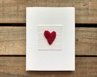 Embroidered Heart Card | Anniversary Card | Unique Anniversary Card | 2nd Anniversary Card | Unique Valentine’s Card