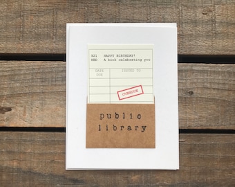 Belated Birthday Card | Library Birthday Card | Retro  Birthday Card | Book Lovers Birthday Card | Happy Birthday Card | Library