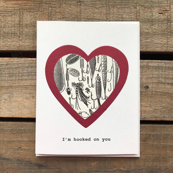 Fishing Anniversary Card | Nautical Anniversary Card | Anniversary Card for Fisherman | I’m Hooked on You | Anniversary Card