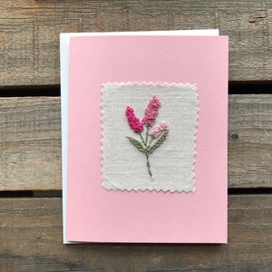 Embroidered Card | Embroidered Flowers | Special Birthday Card | Thank You Card | Anniversary Card | Wedding Card | Bridal Shower Card