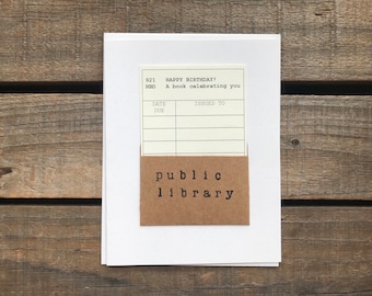 Birthday Card | Library Birthday Card | Retro  Birthday Card | Book Lovers Birthday Card | Happy Birthday Card | Library