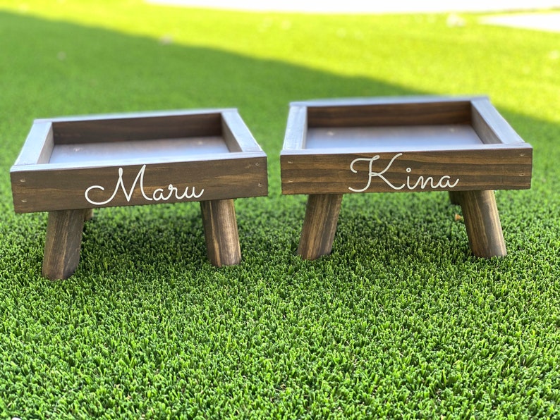 Personalized Dog Bowl Holders Dog Bowl Trays Wood Tray Wood Etsy