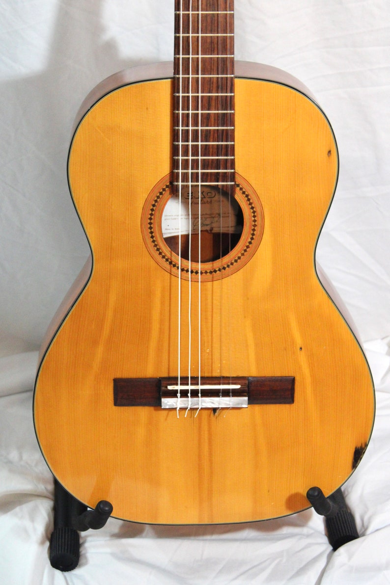 Vintage EKO Modello Sonata Classical Parlor Acoustic Guitar Made in Italy 1960s Guitar, Original