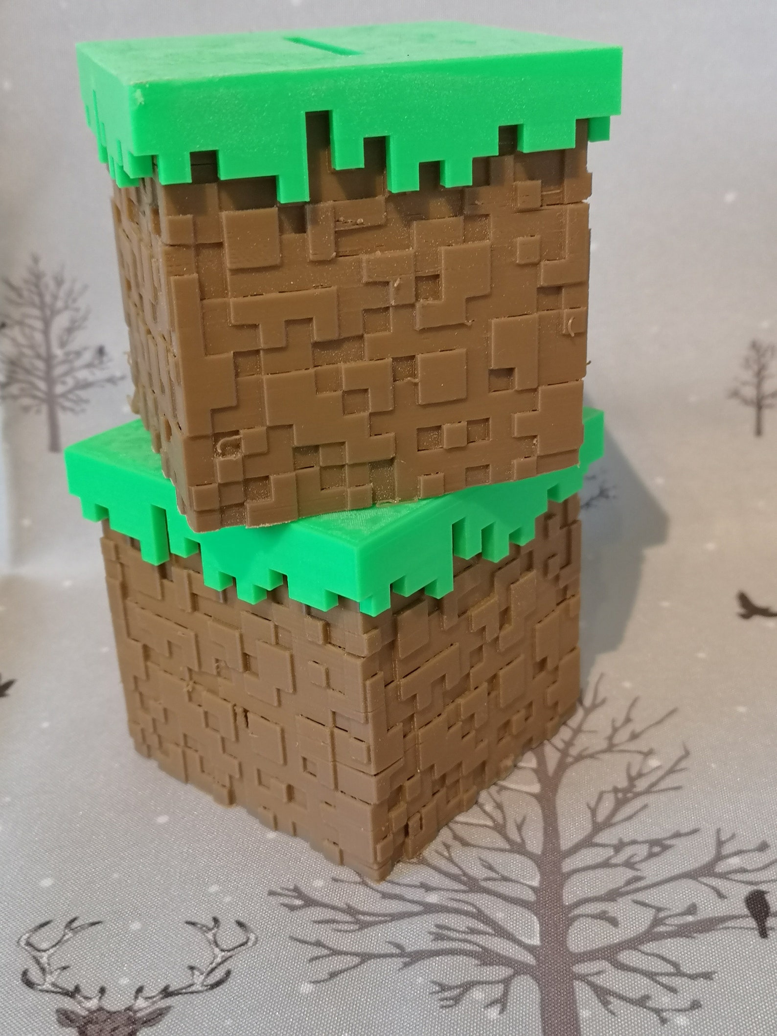 3D Printed Minecraft Grass block money box | Etsy