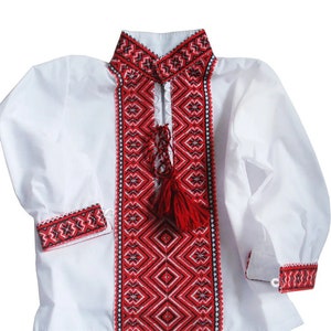 Baby Boy Christening white red suit newborn outfit new mom gift Ukrainian set Ukraine Baby Boy Christening Vyshyvanka Christening shirt