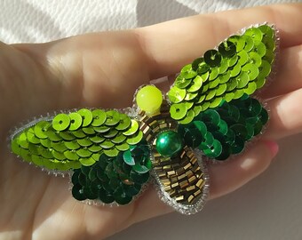 embroidered insect brooch, beaded bug brooch, dragonfly brooch pin, insect accessory, Gift for insect lover, Hijab Pin bug