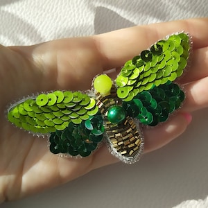 embroidered insect brooch, beaded bug brooch, dragonfly brooch pin, insect accessory, Gift for insect lover, Hijab Pin bug