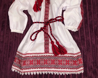 Baby Girl Christening white red Dress newborn new mom gift Ukrainian Baptism set Ukraine Baby Girl Christening Vyshyvanka Christening Dress