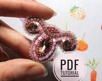 Anatomische Uterus Brosche TUTORIAL an Ihrem Gebärmutterhals Schnittmuster Anleitung Schritt für Schritt Anleitung Stickerei Perlen DIY Brosche PDF Meisterklasse