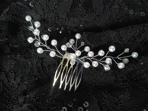 Large Wedding Hair Comb, Handmade Wedding Comb, Crystal  display picture 2