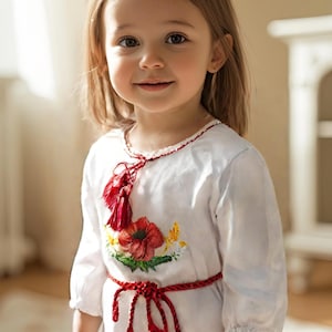 Baby Girl Christening red white Dress newborn new mom gift Ukrainian Baptism set Ukraine Baby Girl Christening Vyshyvanka flower Dress