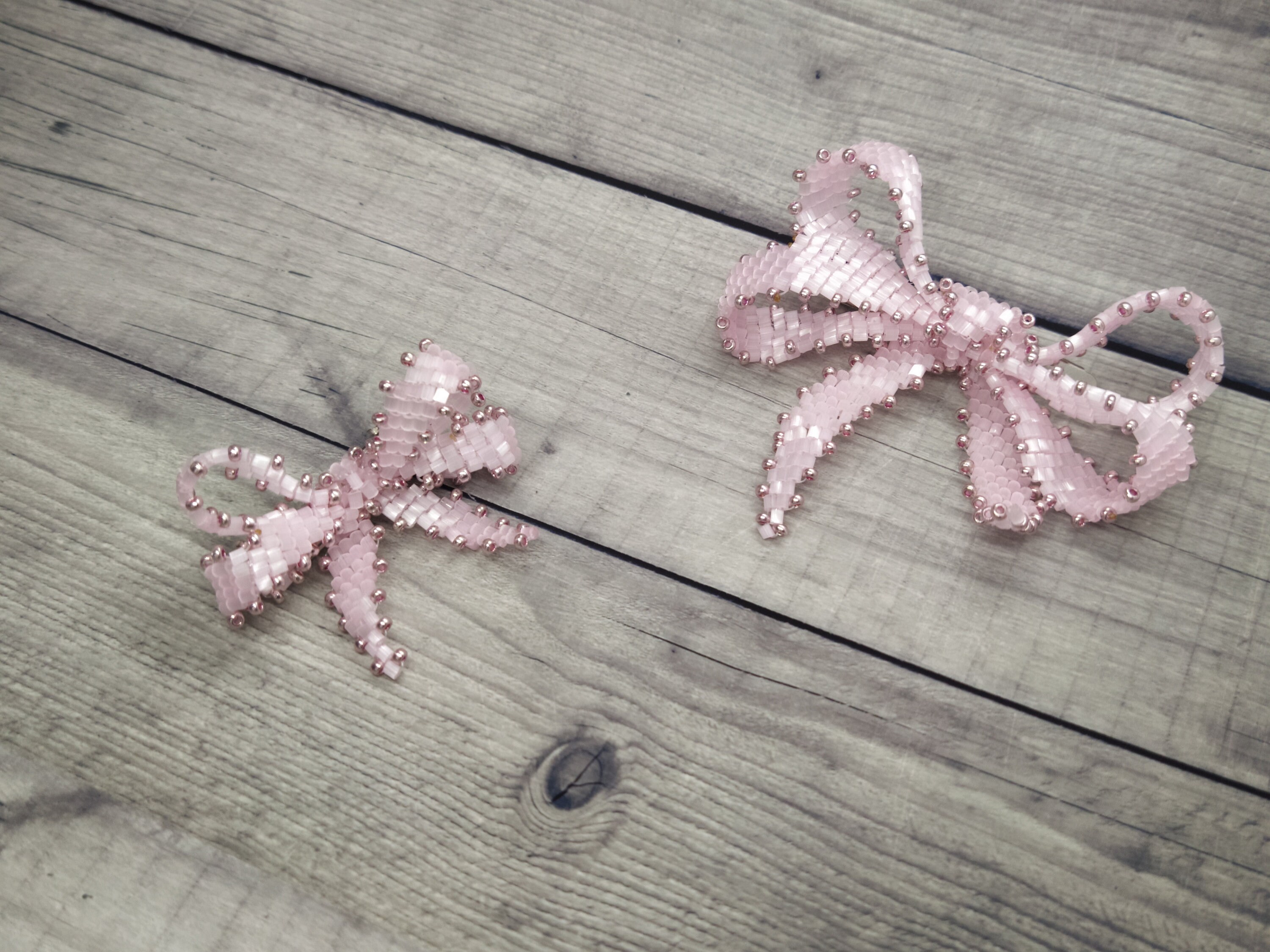 MINI Handmade Hair Clips With Beaded Bowpink Blue Gray Yellow Etsy UK