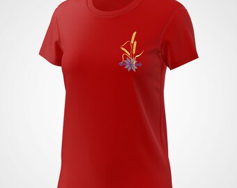 Ukrainian embroidery floral tshirt Vyshyvanka Wheat ears Traditional women embroidered Nature t-shirt red shirt Ukraine national Wear