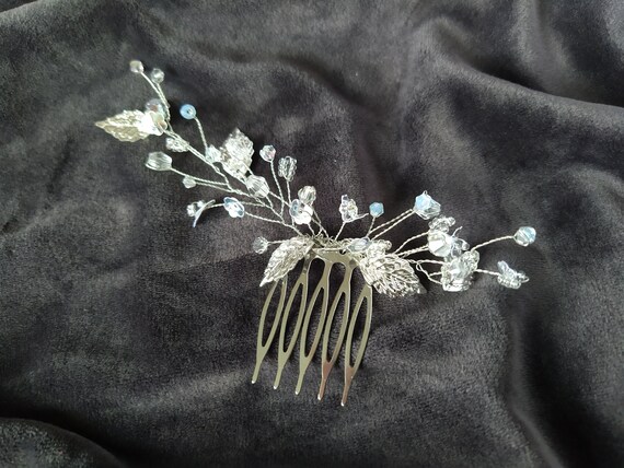 Crystal Wedding Comb silver, Large Wedding Hair Comb, Handmade Wedding Comb Crystal Bridal Hair Comb: Silver Wedding Hair Accessories - Etsy main image 4