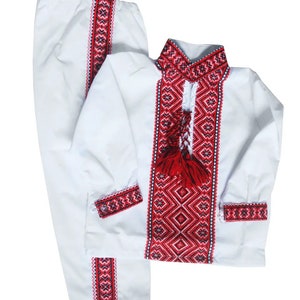 Baby Boy Christening white red suit newborn outfit new mom gift Ukrainian set Ukraine Baby Boy Christening Vyshyvanka Christening shirt