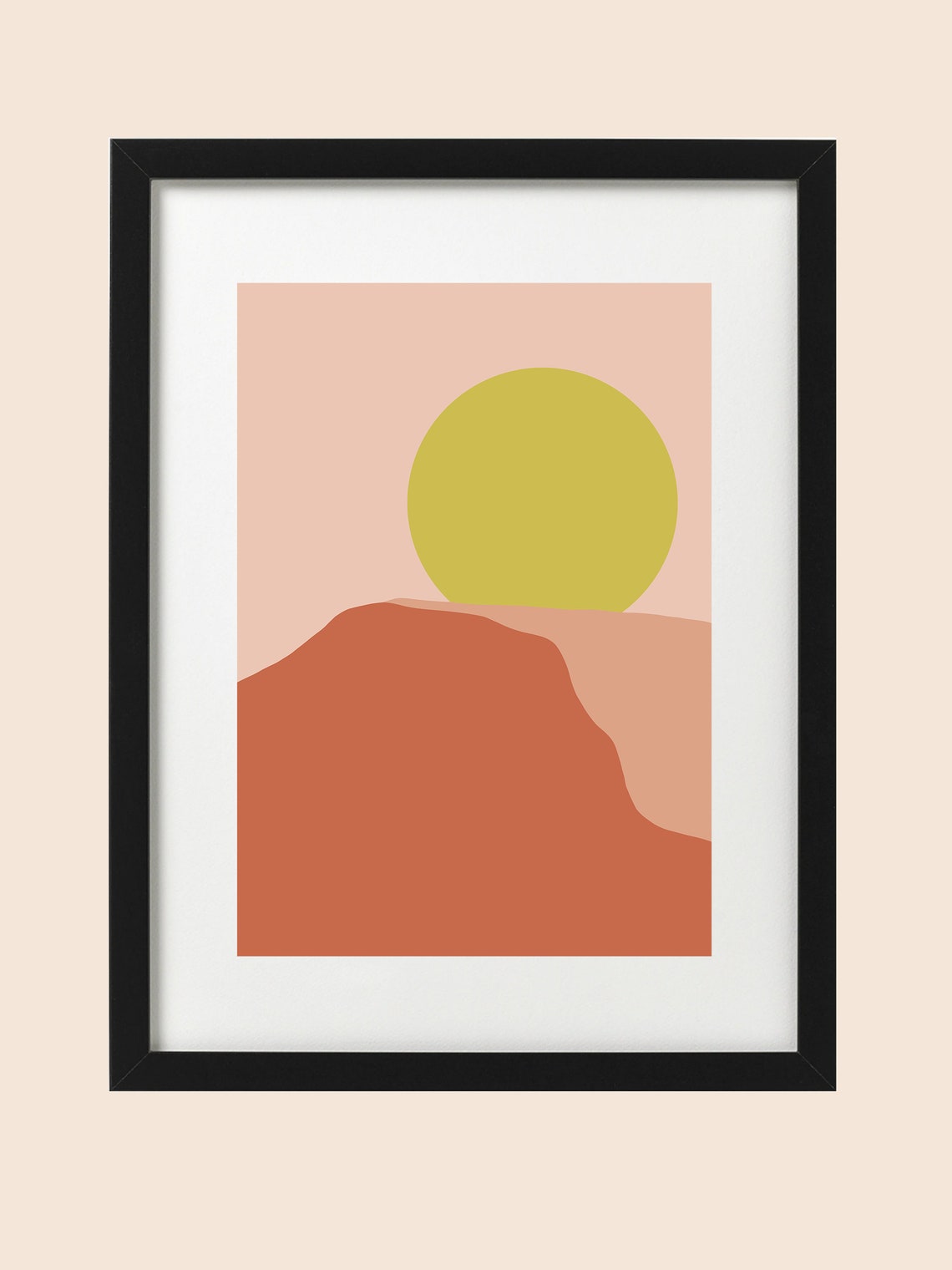 Earth Tone Abstract Art Minimalist Mountain Wall Art Beige Etsy