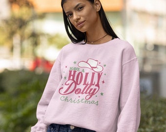 Tennessee Holly Dolly Pink Urlaub Crewneck Sweatshirt, Tennessee Dolly Geschenke, Dolly Weihnachten Merch, Dolly Urlaub Sweatshirt
