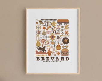 Brevard, NC Artwork, North Carolina print, Brevard NC Mountains Art Print Wall Art, Housewarming Gift, Abstract Art Poster, Wedding Gift