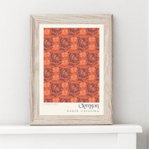 Póster impreso de Clemson, SC / Arte de los Tigres de Clemson / Regalos y decoración de Clemson / Decoración de Clemson / Regalo de graduación / Arte de Clemson y regalo de inauguración de la casa
