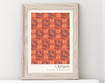 Clemson, SC Poster Print | Clemson Tigers Art | Clemson Gifts and Decor | Clemson Decor | Graduation Gift | Clemson Art & housewarming gift