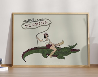 Tallahassee, oeuvre d'art FL, impression 11 x 14 pouces, impression d'art FSU, Tallahassee, art mural FL, cadeau de pendaison de crémaillère, cadeau de mariage, décoration de dortoir