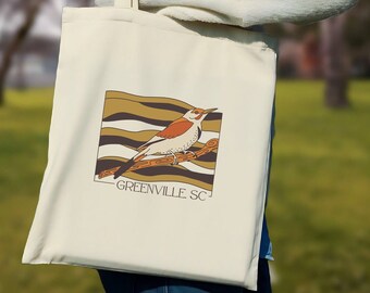 Greenville SC Canvas Tote Bag - Illustrated Canvas Tote Bag - Greenville South Carolina Tote Cotton Canvas Tote Bag